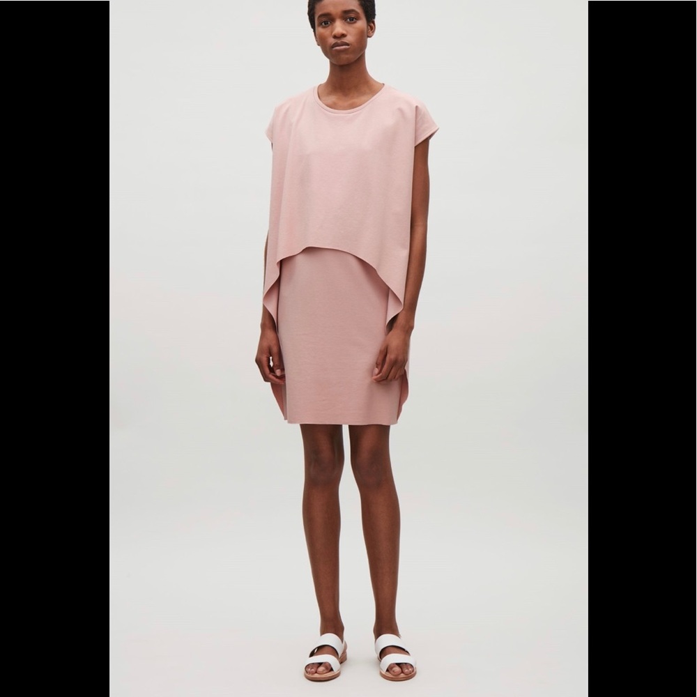 COS short sleeved layered dress in Dusty Rose Pink Size Small